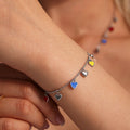 Gold Steel Heart Enamel Charm Necklace And Bracelet Set view 4