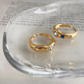 Gold Open Adjustable CZ Rings Blue And Multicolor Purple view 2