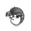 Black Gold Tone Lizard Crystal Two Designs Metal Brooch Pin view 5