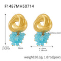Glass Cluster Drop and Sculptural Stud Earrings in Gold Tone view 11