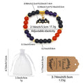Multicolor Bead Bat Charm Stretch Bracelet Gold Accents view 3