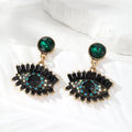Gold Tone Rhinestone Evil Eye Drop Earrings 8 Styles view 7