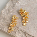 Gold Tone Leaf Cluster Long Tassel Stud Earrings For Women view 4