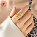 Open Dual Sphere Ball Rings Steel Rose Gold Or Gold view 3