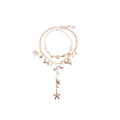 Gold Shell Starfish Pearl Two Piece Beach Necklace Set view 5