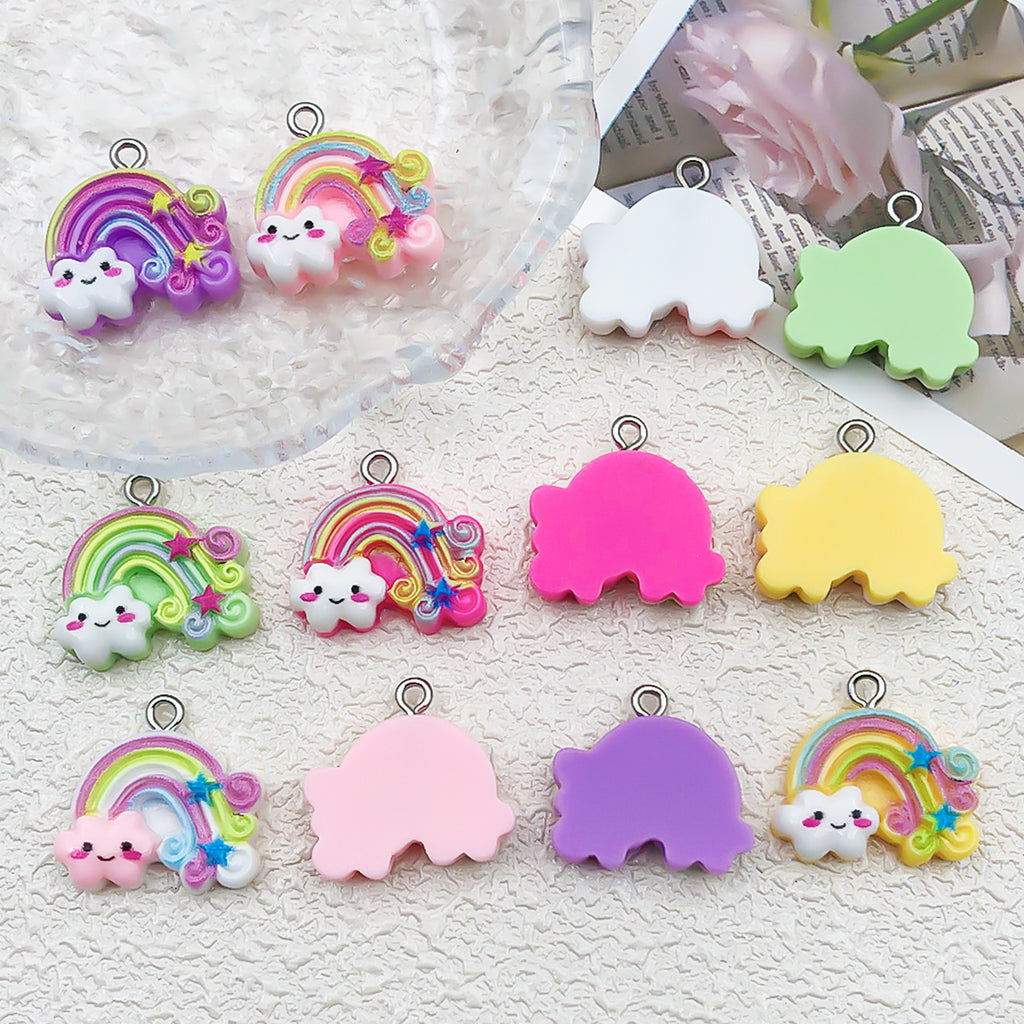 Resin Rainbow Cloud Star Charm Pendant for Necklace Earrings DIY Jewelry
