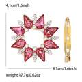 Circular Marquise Crystal Brooch in Red Multicolor and Blue view 6