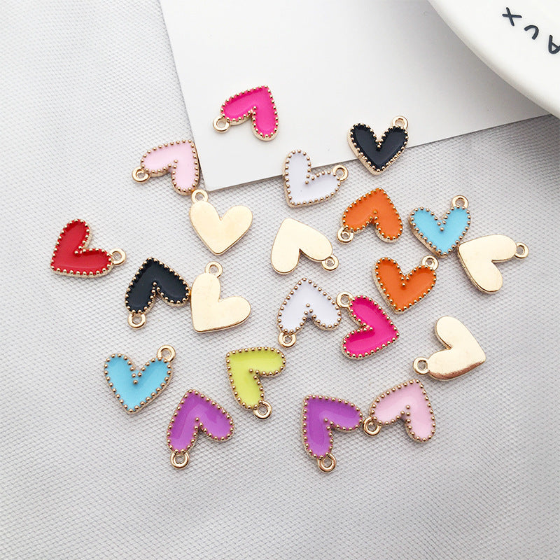 Enamel Zinc Alloy Heart Shape Charm Pendant for DIY Necklace Keychain Bracelet