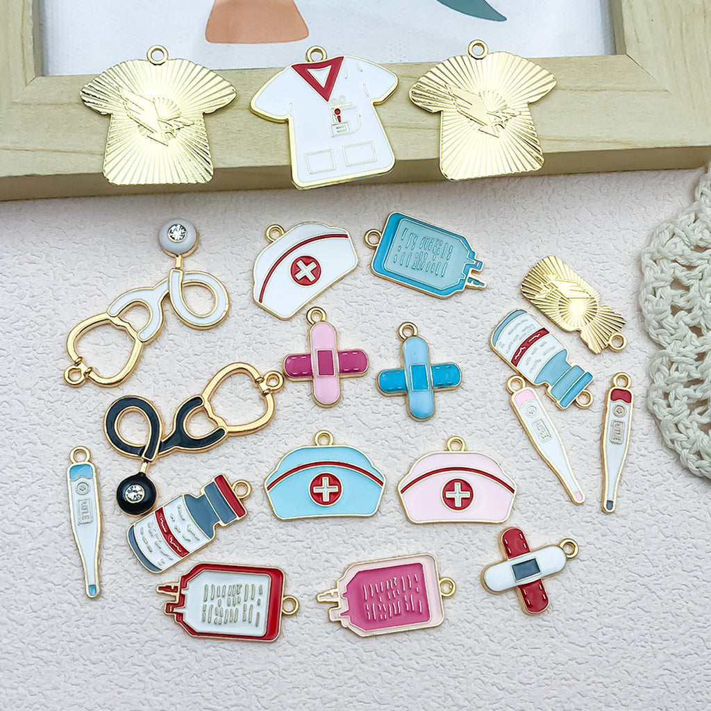 Enamel Zinc Alloy Nurse Medical Supplies Charm Pendant for DIY Bracelet Keychain Jewelry