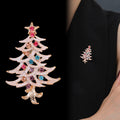 Green Gold Tone Christmas Tree Crystal Enamel Two Designs Metal Brooch Pin view 4