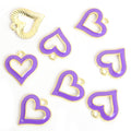 Open Enamel Heart Charms in Gold and Silver Tones, Six Colors view 6
