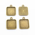 Square Double-Loop Bezel Connectors in Silver and Bronze Tones view 3