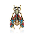 Antique Gold Insect Brooch with Multicolor Crystal Wings view 1