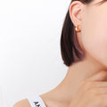 Small Flat C-Shape Hoop Stud Earrings Gold Steel Pair view 6