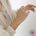 Lucky Disc Charm Ball Chain Bracelet Gold Or Steel Tone view 3