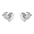 Split Heart Metal and CZ Stud Earrings Gold Silver Tones view 5
