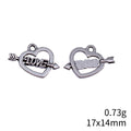 Antique Silver LOVE Banner Heart and Arrow Pendant Charm view 3