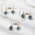 Silver Tone Blue Celestial Glass Sun and Moon Drop Earrings view 4