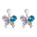 Colorful Crystal Butterfly Drop Earrings White Stud Tops view 5