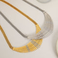 Fan Bar Lattice Crystal Necklace Bracelet Gold Steel view 4