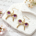 Gold Bow Dried Flower Resin Drop Earrings Twelve Styles view 11