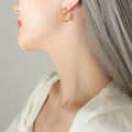 Shell Textured C-Shape Hoop Stud Earrings Gold Or Silver view 1