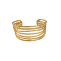 Wide Multi Bar Crossing Open Cuff Bracelet In Gold Or Silver Tone view 5