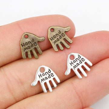 Handmade Message Palm Charms in Two Antique Finishes