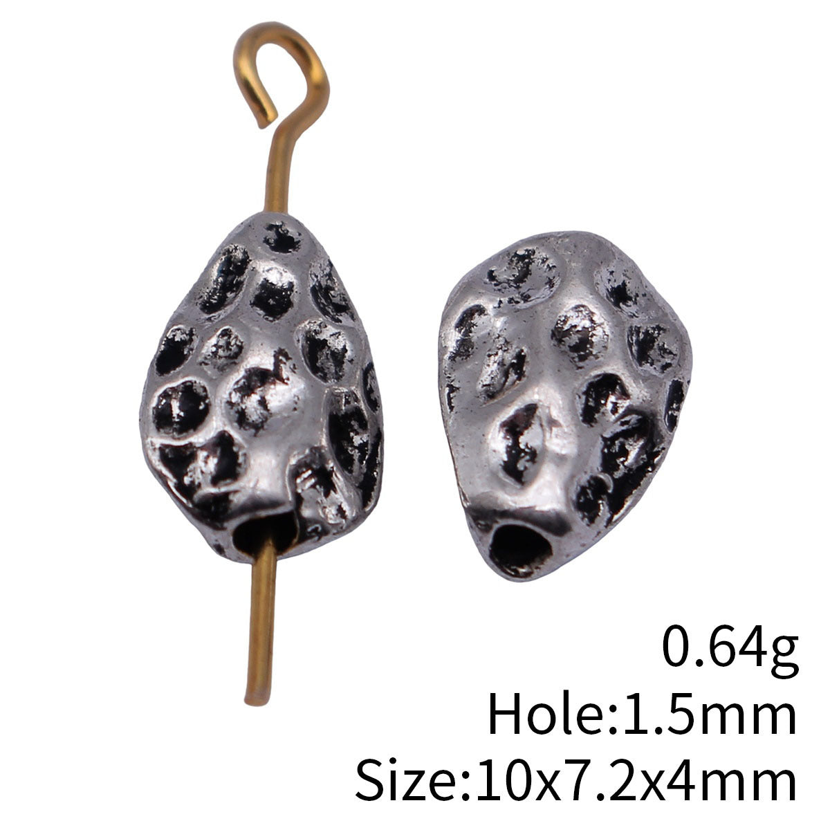 10x7.2x4mm 0.64g Antique Silver Zinc Alloy Hammered Teardrop Flat Spacer Beads for Jewelry Making