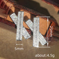 Silver X Shape Clear Stone Stud Earrings Metal Jewelry Design view 4