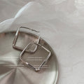 Silver Tone Large Square Geometric Hoop Earrings For Women view 1