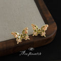 Gold Tone Multicolor Faceted Stone Butterfly Stud Earrings view 4