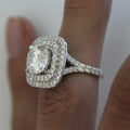 Silver Tone Cushion Square Double Halo Ring Pavé Frame view 3