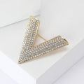 Crystal Letter V Brooch In 2 Styles With Polished Metal Details view 3