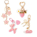 Enamel Flower Strawberry Balloon Dog Bow Charm Keychain Set view 3