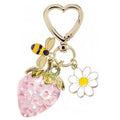 Resin Strawberry Charm Keychain with Heart Clasp and Daisy Rabbit Charms view 12
