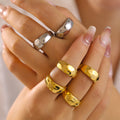 Irregular Surface Band Rings Gold Steel Sizes Six To Eight view 1