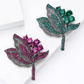 Crystal Leaf Cluster Brooch with Layered Openwork Foliage view 3