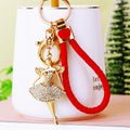 Jeweled Ballet Dancer Keychains with Braided and Plain Wrist Loops view 6