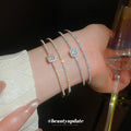 Silver Tone Multirow Open Cuff With Bow Or Round Crystal Center view 3