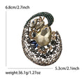 Openwork Oval Crystal Brooch in Teal or Champagne Colors view 7