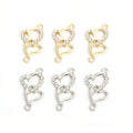 Rhinestone Double Heart Two Loop Connector Charms in Two Finishes view 3