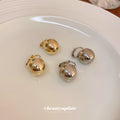 Polished Ball Drop Hoop Earrings in Silver and Gold Tone view 3