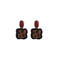 Red Top Square Statement Stud Earrings in Two Patterns view 5