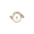 White Pearl Pavé Swirl Open Rings Silver and Gold Tone view 5