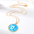 Gold Tone Round Resin Evil Eye Pendant Necklaces in Six Colors view 2