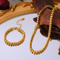 Gold Geometric Cube Link Chain Necklace And Bracelet Set view 2