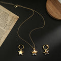 Puffed Star Pendant Necklaces and Hoop Earrings in Two Finishes view 2
