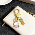 Gold Tone White Bunny Egg and Carrot Lobster Clasp Charm view 4
