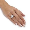 Oversized Cushion Clear Solitaire Filigree Wide Ring Silver Tone view 2